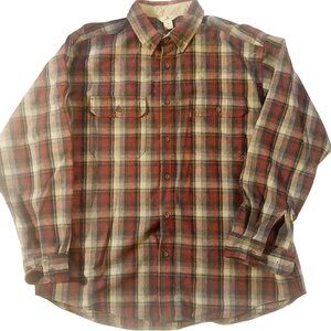 Woolrich Mens XL Plaid Flannel Button-Up Shirt Classic Wool
